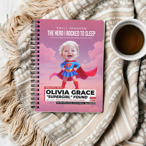 Personalized Supergirl Baby Journal – Custom Photo Name Quote | Superhero Mom & Baby Gift
